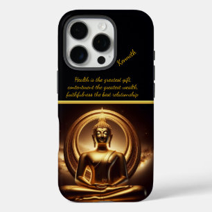 穏やかな瞑想の中の黄金の仏 iPhone 16 PROケース