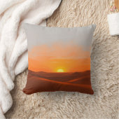 穏やかな砂漠の夕日 クッション (ブランケット)