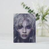穏やかな神秘的な暗いファンタジー女性ポートレートカード ポストカード (スタンド正面)