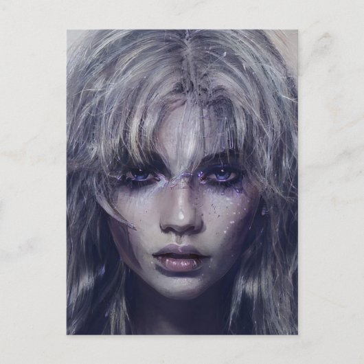 穏やかな神秘的な暗いファンタジー女性ポートレートカード ポストカード (正面)