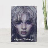 穏やかな神秘的な暗いファンタジー女性ポートレート カード (正面)