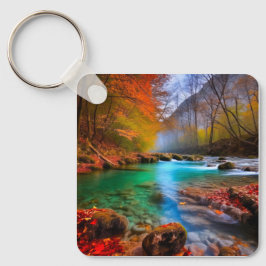 穏やかな秋の川景色 キーホルダー