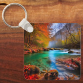 穏やかな秋の川景色 キーホルダー (正面)