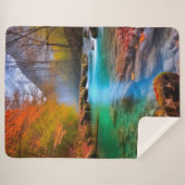 穏やかな秋の川景色 シェルパブランケット (正面(横))