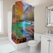 穏やかな秋の川景色 シャワーカーテン (インサイチュ)