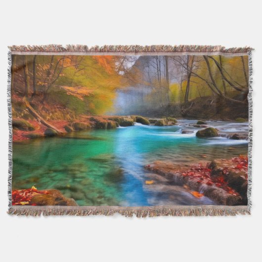 穏やかな秋の川景色 スローブランケット (正面)