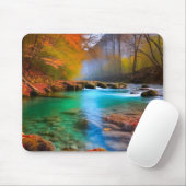 穏やかな秋の川景色 マウスパッド (マウス)