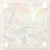 穏やかな秋の森の景色絵を描の ガラスコースター (裏面)