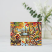 穏やかな秋の森の景色絵を描の ポストカード (スタンド正面)