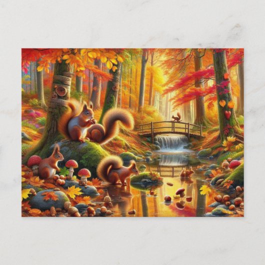 穏やかな秋の森の景色絵を描の ポストカード (正面)