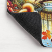 穏やかな秋の森の景色絵を描の マウスパッド (コーナー)