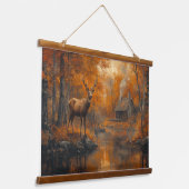 穏やかな秋の鹿の壁画 吊り下げ型タペストリー (傾斜あり)