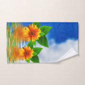 穏やかな穏やかな海水フラワークラウドアートシーン バスタオルセット (ハンドタオル)