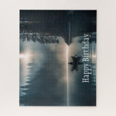 穏やかな穏やかな湖ボート誕生日 ジグソーパズル (縦)