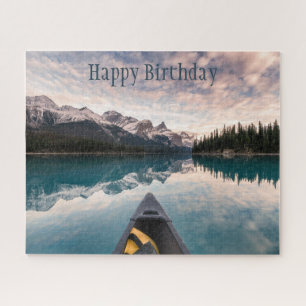 穏やかな穏やかな湖ボート誕生日 ジグソーパズル