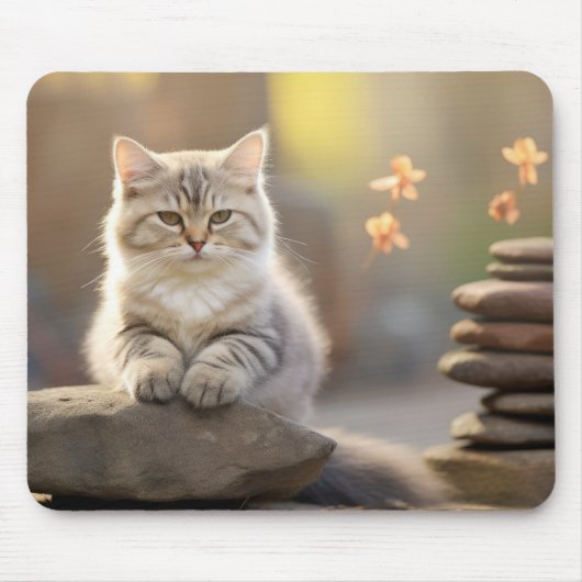 穏やかな穏やかな穏やかな猫の毛皮のペット マウスパッド (正面)