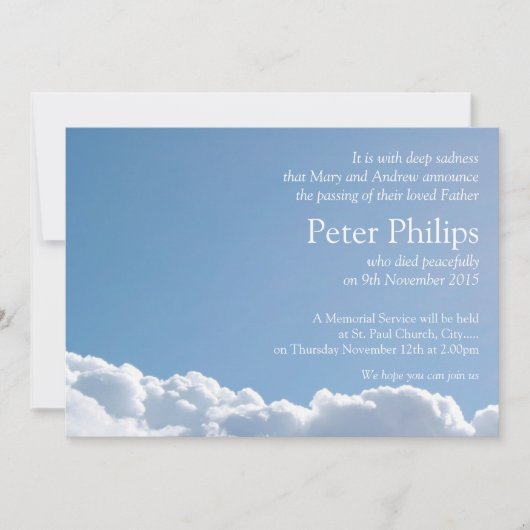 穏やかな空2　詩　葬儀案内 招待状 (正面)