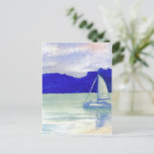 穏やかな簡単セーリングクリケットディーヌ海アート ポストカード (スタンド正面)