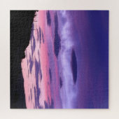 穏やかな紫色の夕焼けの空と雲 ユニーク ジグソーパズル (横)