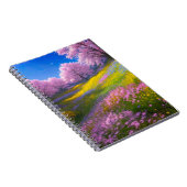 穏やかな緑の中のピンクの花 ノートブック (右側)