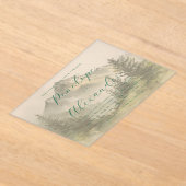 穏やかな緑の水彩山 アクリル招待状 (レイダウン)