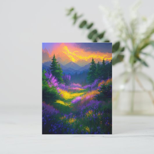 穏やかな美しいザバレカラフルーアット夕べ ポストカード (スタンド正面)