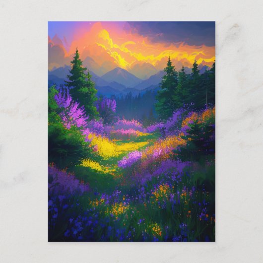 穏やかな美しいザバレカラフルーアット夕べ ポストカード (正面)