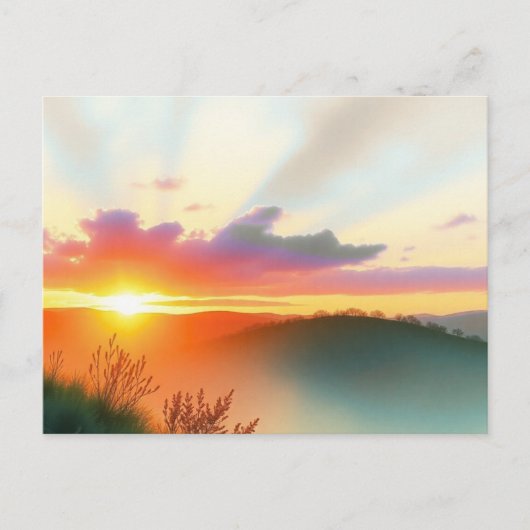 穏やかな自然の夕焼け風景ポストカード ポストカード (正面)