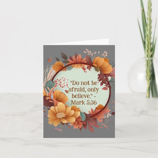 穏やかな自然の麦草花輪の宗教的グリーティングカード（白紙） カード (正面)