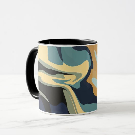 穏やかな自然トーンの柔らかい渦巻き マグカップ (正面左)