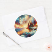 穏やかな自然：手作りの芸術作品 ラウンドシール (封筒)