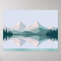穏やかな色の2つの山の景色の壁の芸術