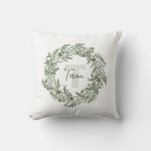 穏やかな葉のボタニカルモノグラムT クッション (正面)