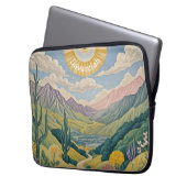 穏やかな谷：パステル風景 ラップトップスリーブ (正面左)