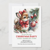 穏やかな赤ちゃん鹿の水彩画クリスマス子供たちを誘う 招待状 (正面)