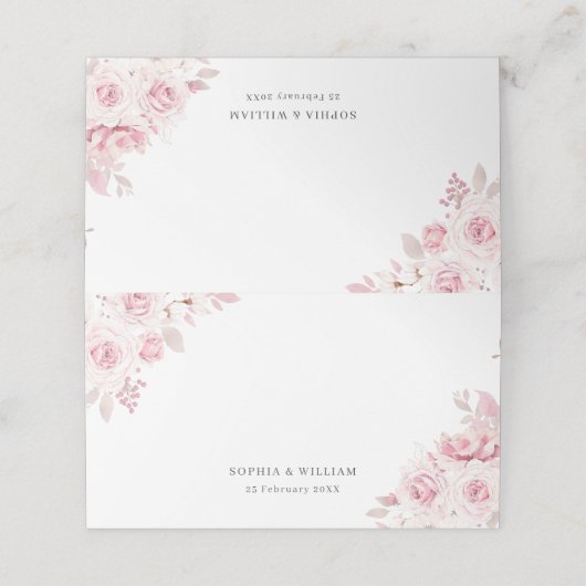 穏やかな赤面ピンクエレガントウェディング婚約 プレイスカード (外部開封)