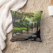 穏やかな逃避 - 日本庭園 クッション (ブランケット)