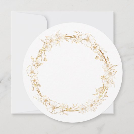 穏やかな金ゴールドリース、春エステル分岐招待状 招待状 (裏面)