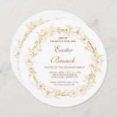 穏やかな金ゴールドリース、春エステル分岐招待状 招待状 (正面/裏面)
