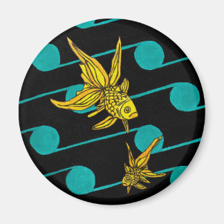 穏やかな金ゴールド魚 マグネット