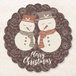 穏やかな雪だるま - メリークリスマス 2 雪だるま 赤 ペーパーコースター