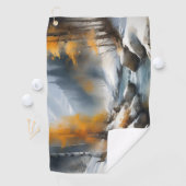 穏やかな雪に覆われた冬の川の風景絵を描。 ゴルフタオル (インサイチュ)