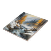 穏やかな雪に覆われた冬の川の風景絵を描。 タイル (側面)