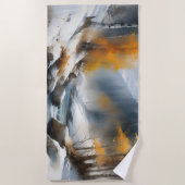 穏やかな雪に覆われた冬の川の風景絵を描。 ビーチタオル (正面)