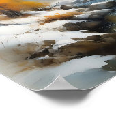 穏やかな雪に覆われた冬の川の風景絵を描。 ポスター (角)