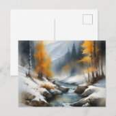 穏やかな雪に覆われた冬の川の風景絵を描。 ポストカード (正面/裏面)