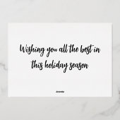 穏やかな雪の冬の森の満月と鹿 箔シーズンカード (裏面)