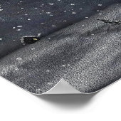 穏やかな雪の夜の黒板風景 ポスター (角)