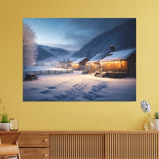 穏やかな雪の夜:雪のかけらの沈黙 キャンバスプリント (インサイチュ (リビング))