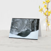 穏やかな雪の川考えのシーン カード (黄色い花)